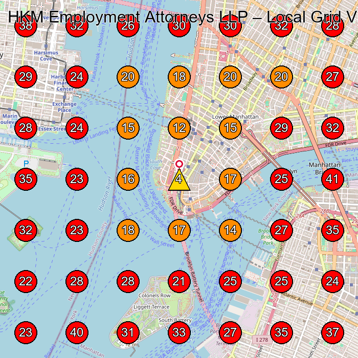 HKM Employment Attorneys LLP GeoGrid visibility map for Labor Relations Attorney in New York